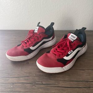 Vans Women’s Red and Black Sneakers